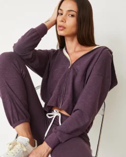 Travel Essentials|Sets*MONROW Original Fleece Zip Up Hoody HEATHEREDGRAPE
