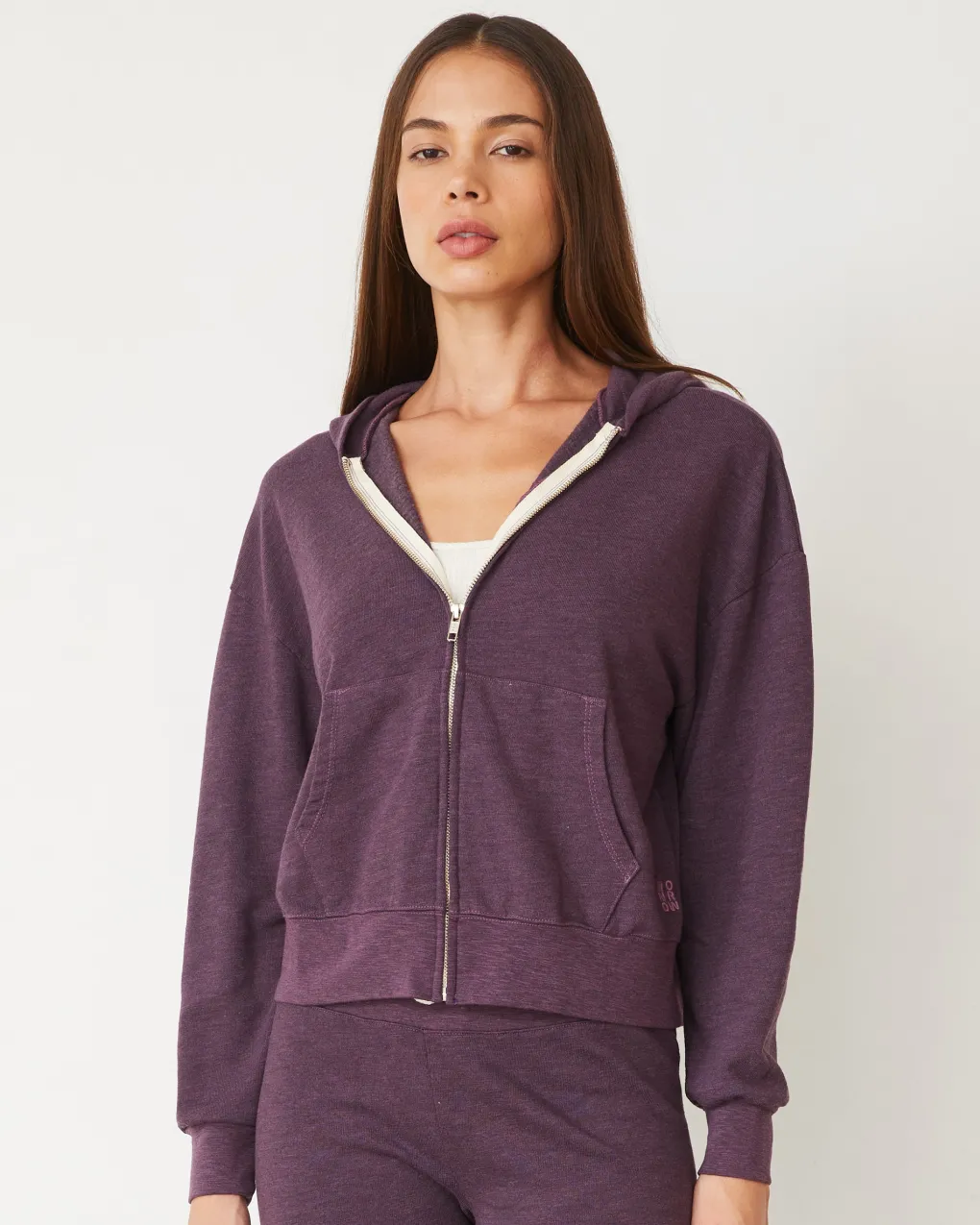 Travel Essentials|Sets*MONROW Original Fleece Zip Up Hoody HEATHEREDGRAPE