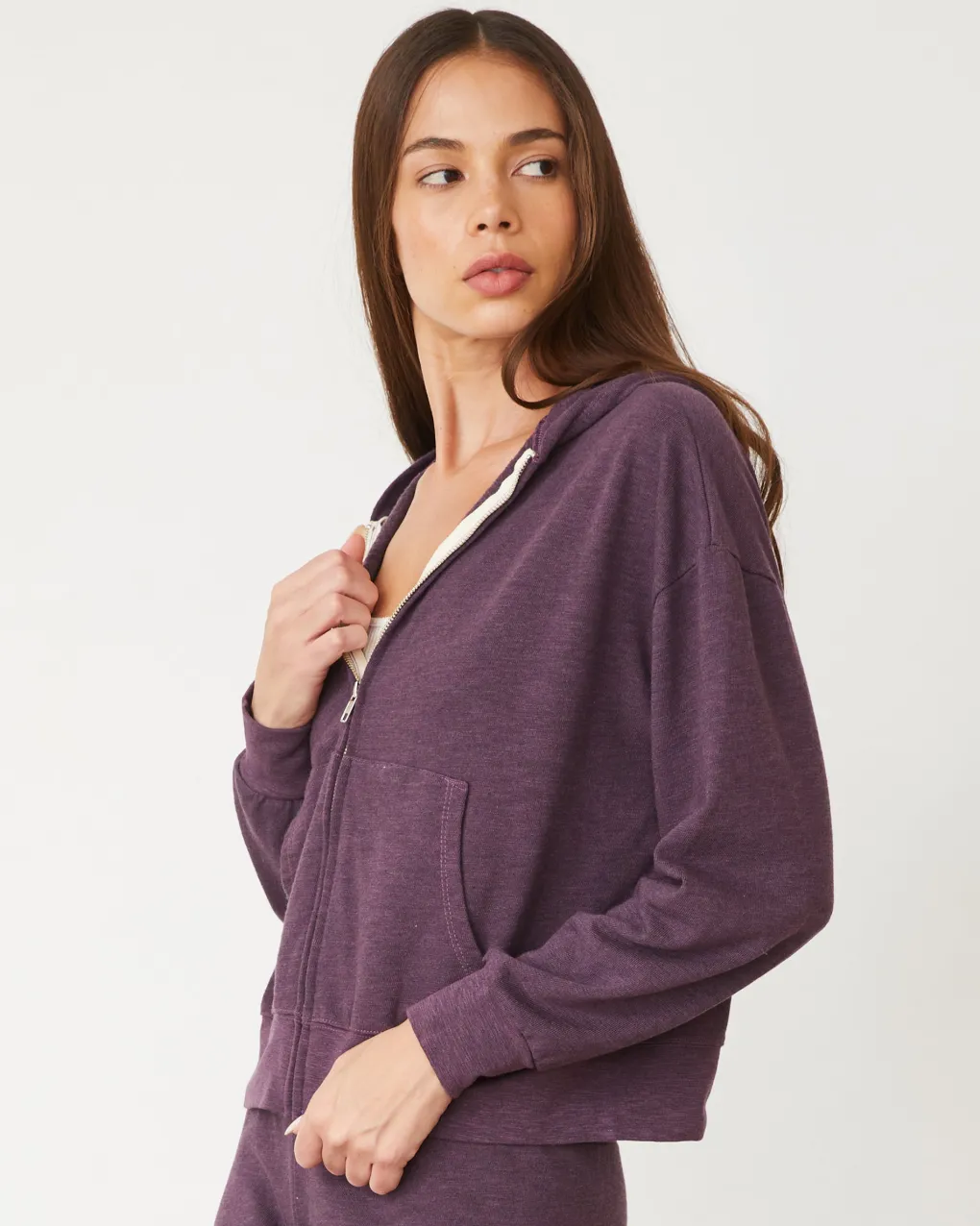 Travel Essentials|Sets*MONROW Original Fleece Zip Up Hoody HEATHEREDGRAPE