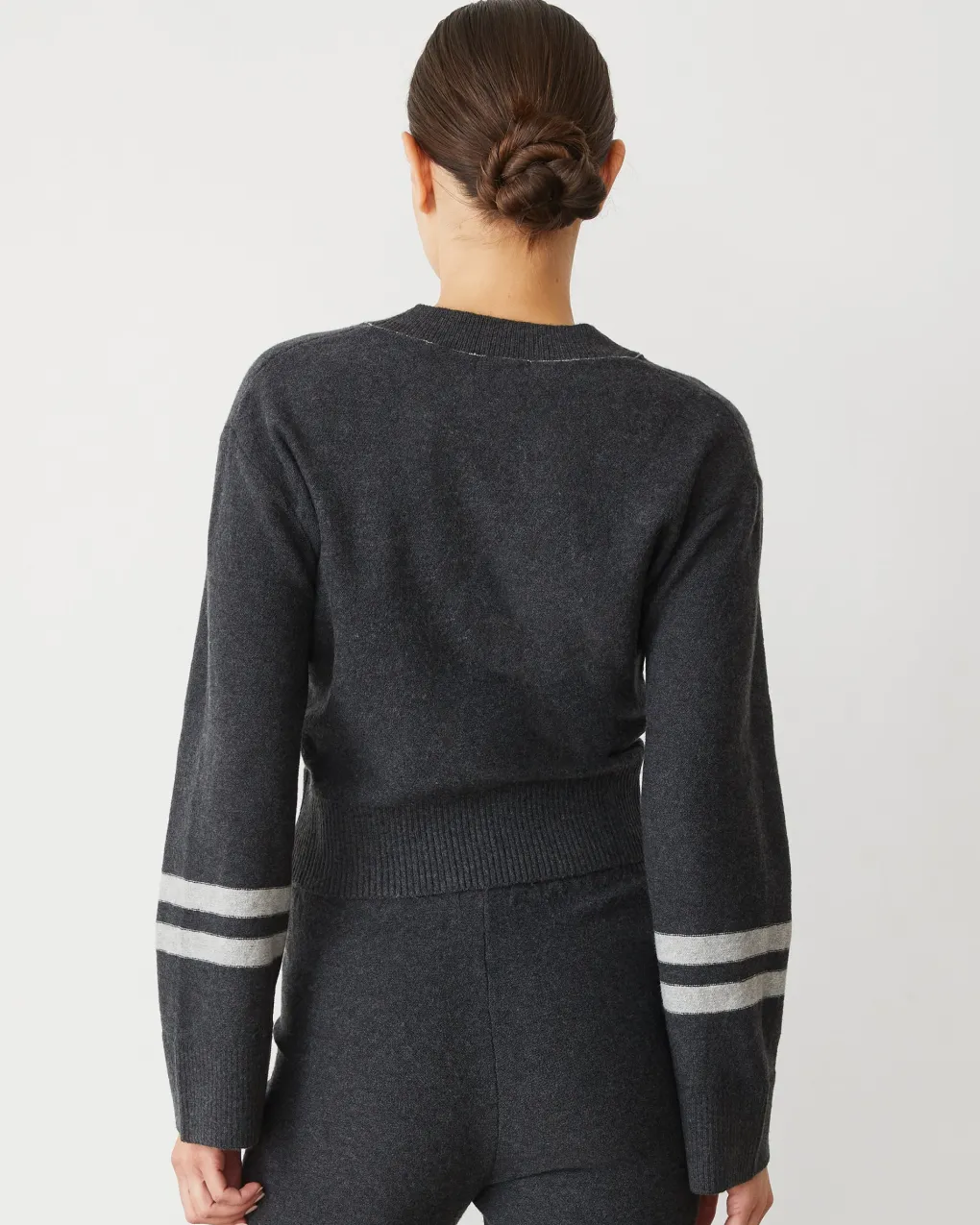 Sets|Sweaters*MONROW Plush Stripe Sweater FADEDBLACK