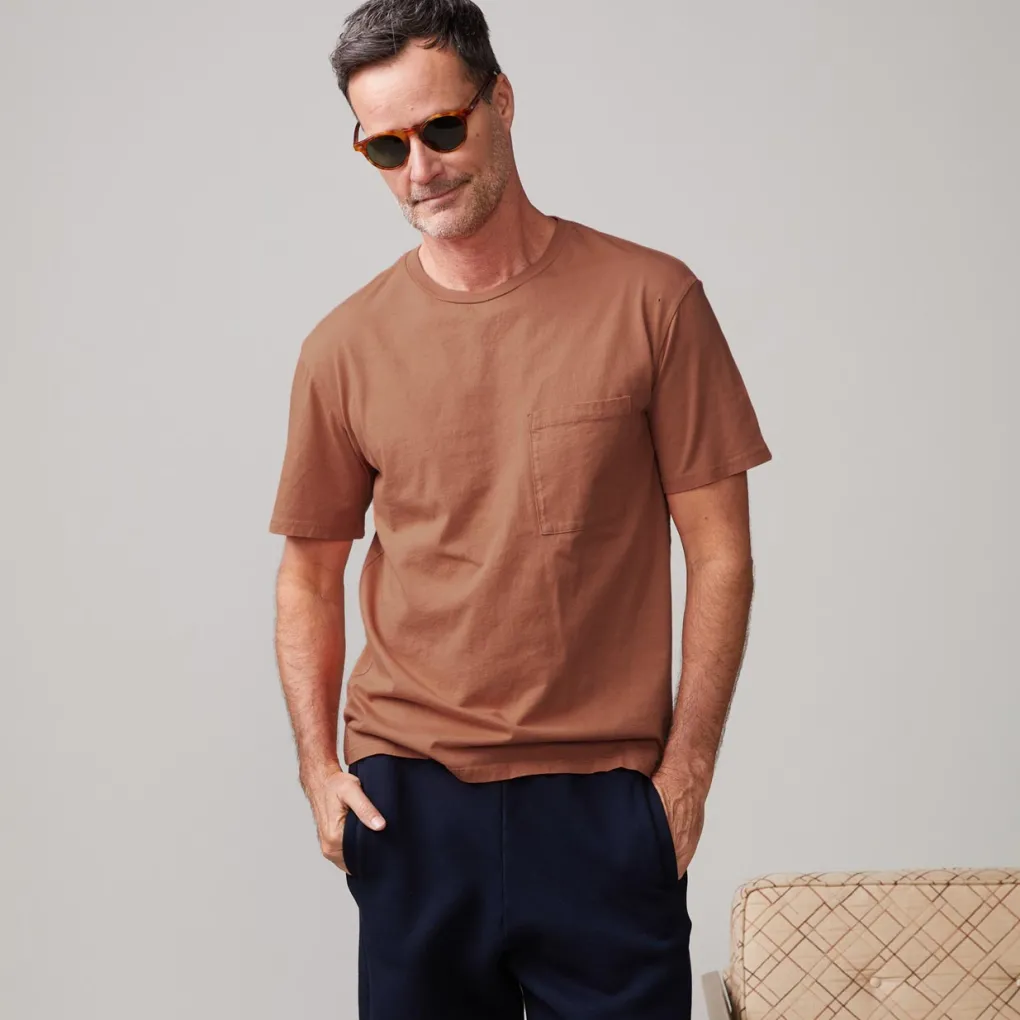 Men's Tops|Mens Sale*MONROW Relaxed Pocket Crew CARAMEL