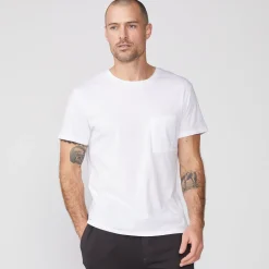 Men's Tops*MONROW Relaxed Pocket Crew WHITE