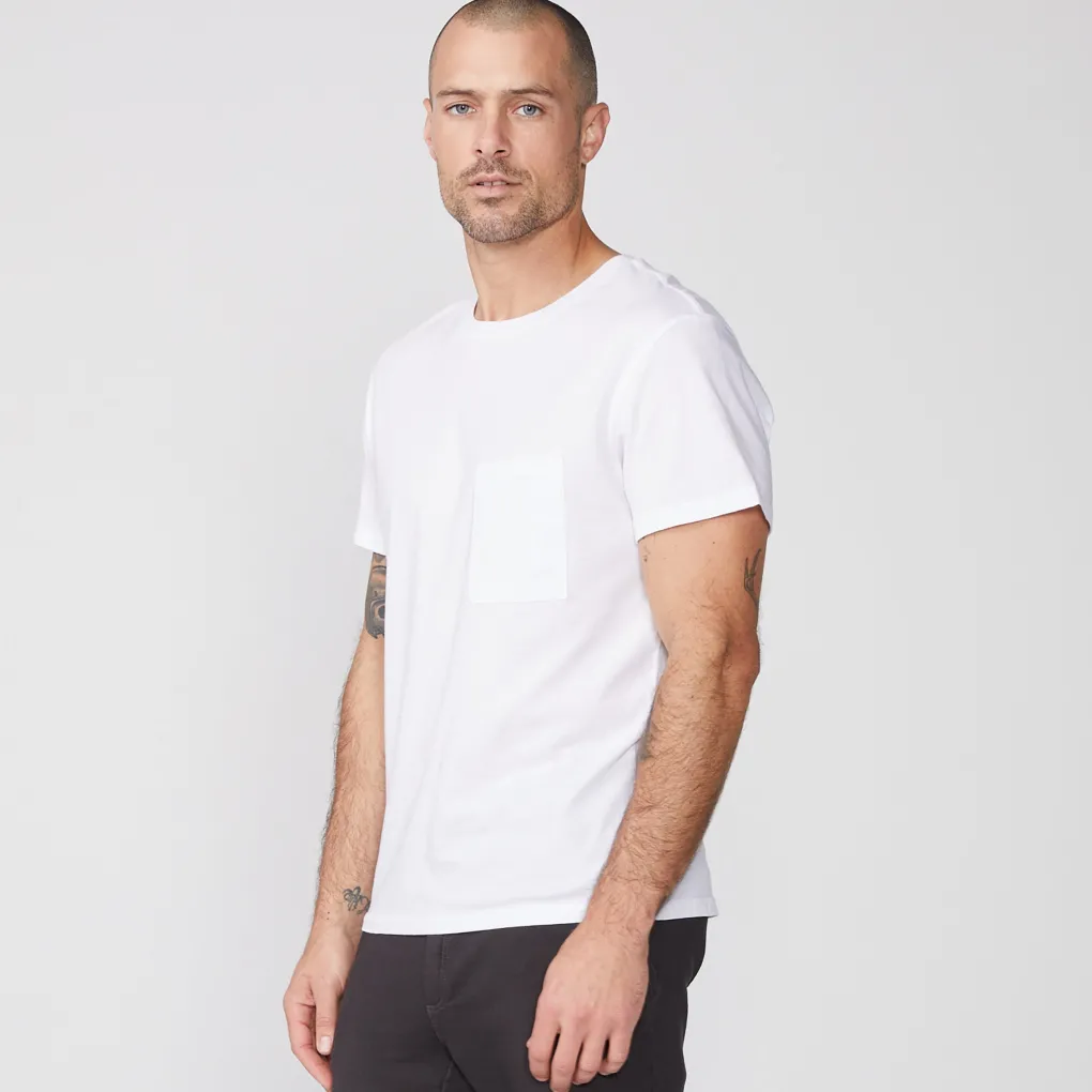 Men's Tops*MONROW Relaxed Pocket Crew WHITE