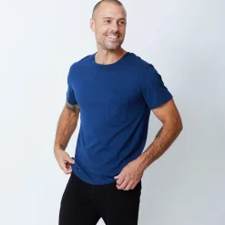 Men's Tops|Mens Sale*MONROW Relaxed Pocket Crew NAVYBLUE