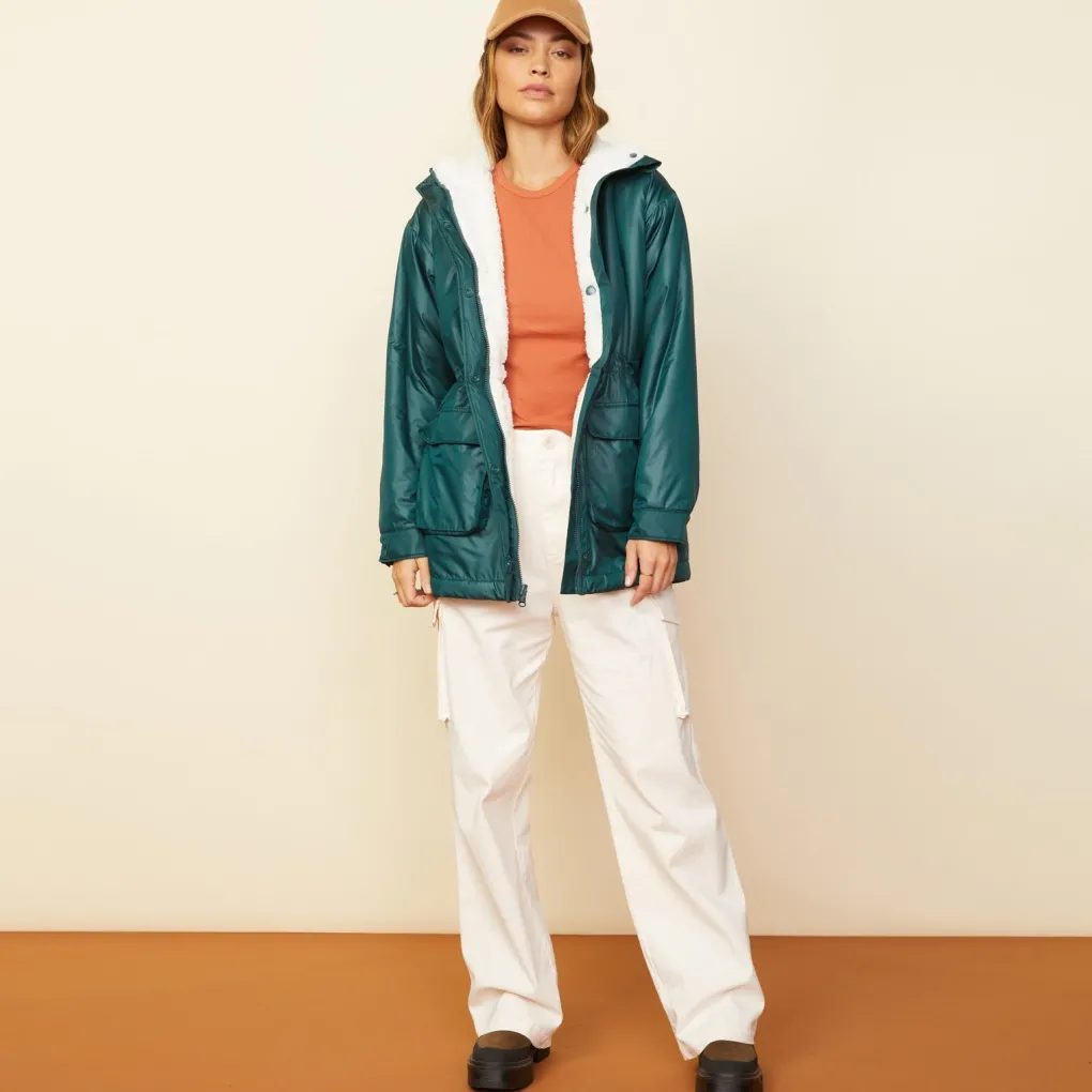 Jackets*MONROW Reversible Sherpa Lined Jacket DEEPFOREST