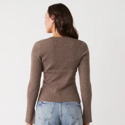 Sweaters|Long Sleeve*MONROW Rib Henley Sweater COCOA