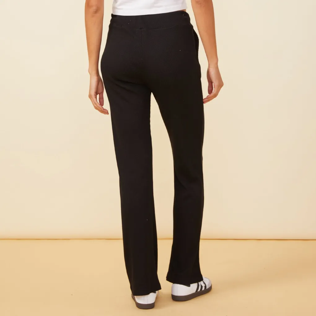 Pants|Sweats*MONROW Rib Straight Leg Pant BLACK