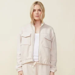 Jackets*MONROW Seamed Bomber Jacket BONE