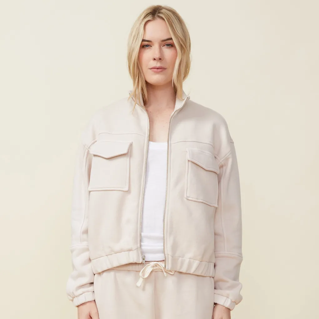 Jackets*MONROW Seamed Bomber Jacket BONE