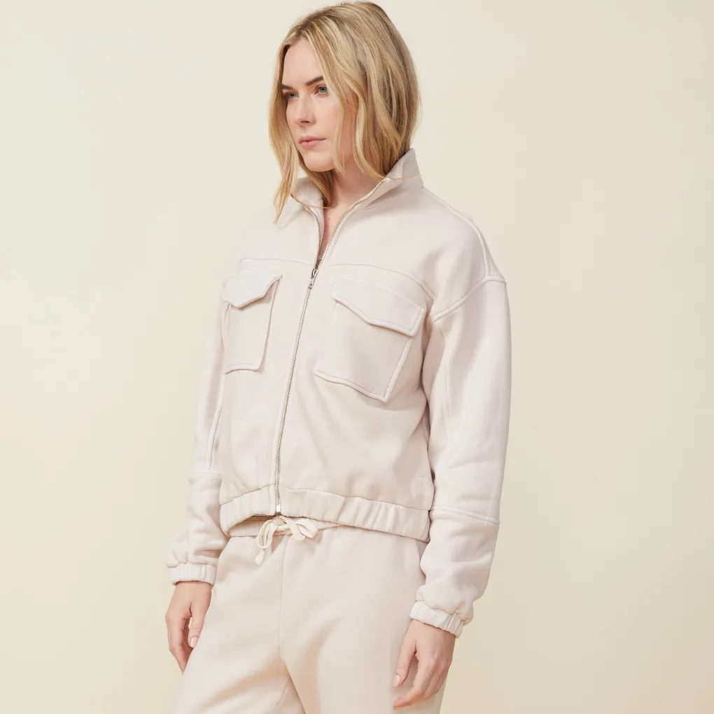 Jackets*MONROW Seamed Bomber Jacket BONE