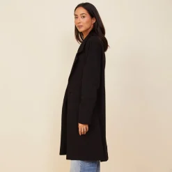 Jackets*MONROW Seamed Fleece Coat BLACK