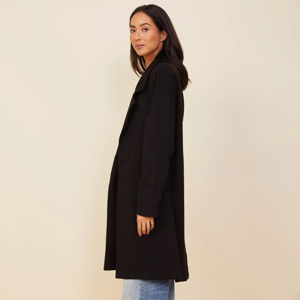 Jackets*MONROW Seamed Fleece Coat BLACK