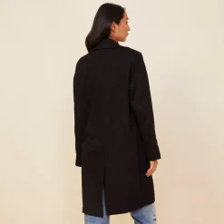 Jackets*MONROW Seamed Fleece Coat BLACK