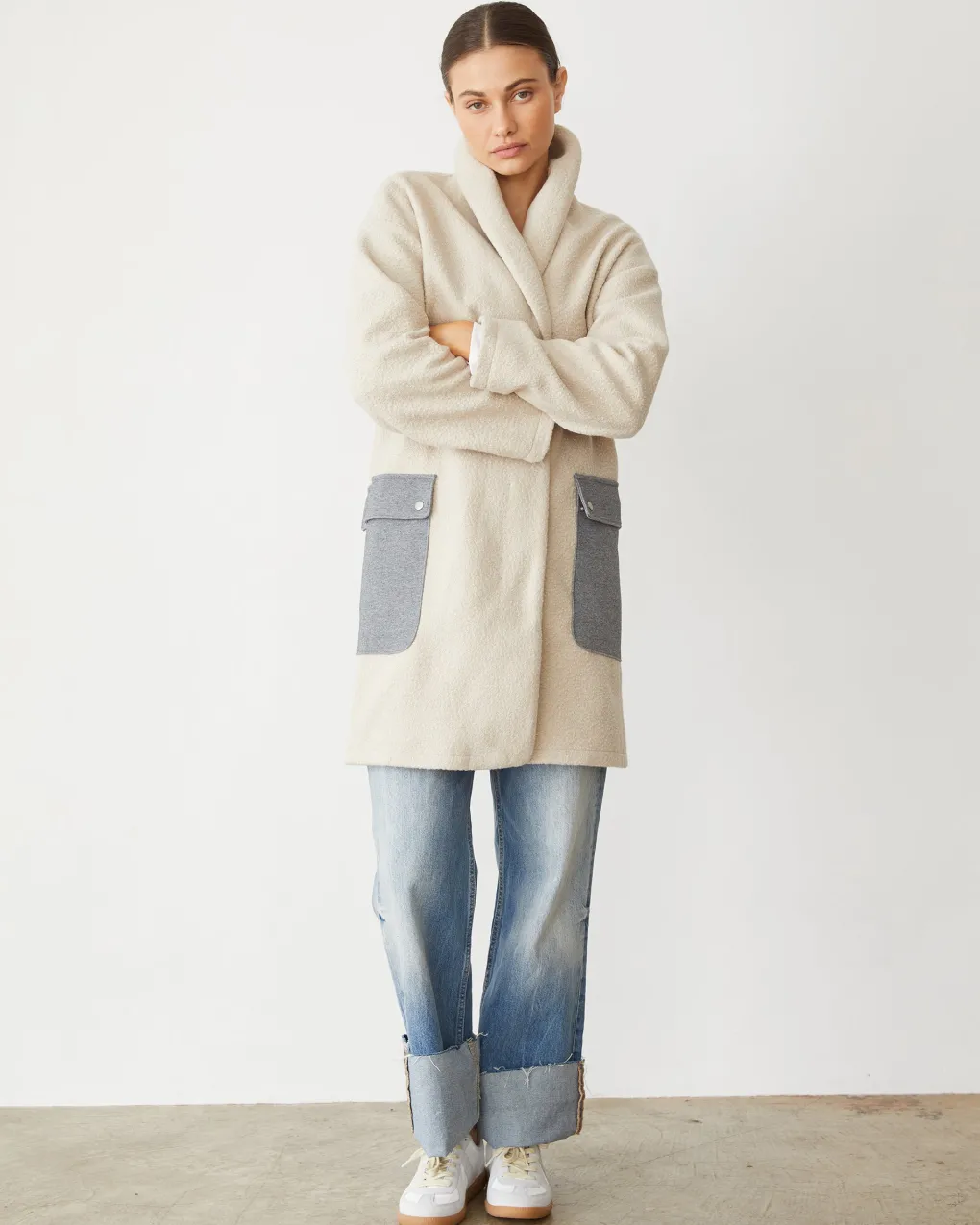 Jackets*MONROW Sherpa Hooded Jacket BONE