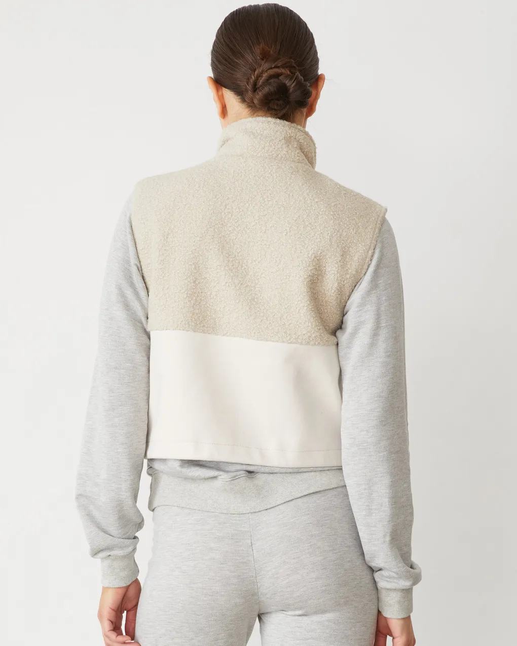Jackets*MONROW Sherpa Zip Up Vest BONE