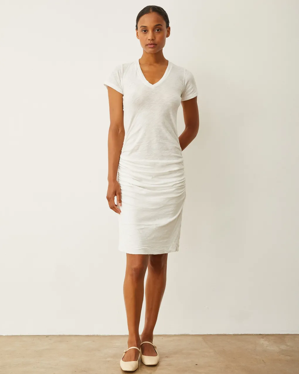 Supersoft*MONROW Shirred Dress WHITE