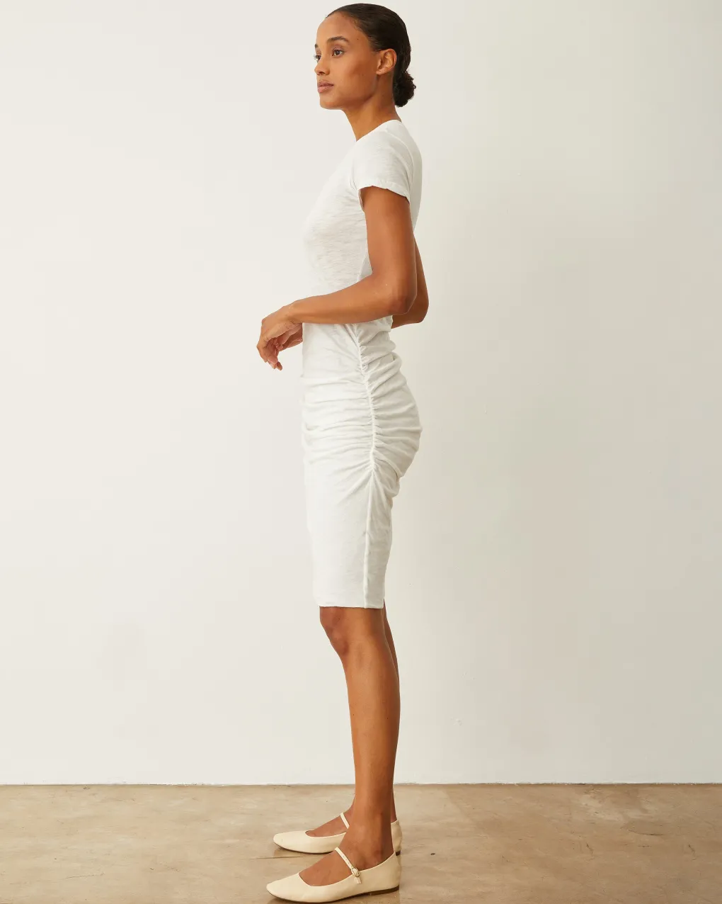 Supersoft*MONROW Shirred Dress WHITE