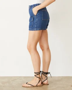 Shorts*MONROW Soft Denim Cargo Short MEDIUMWASH