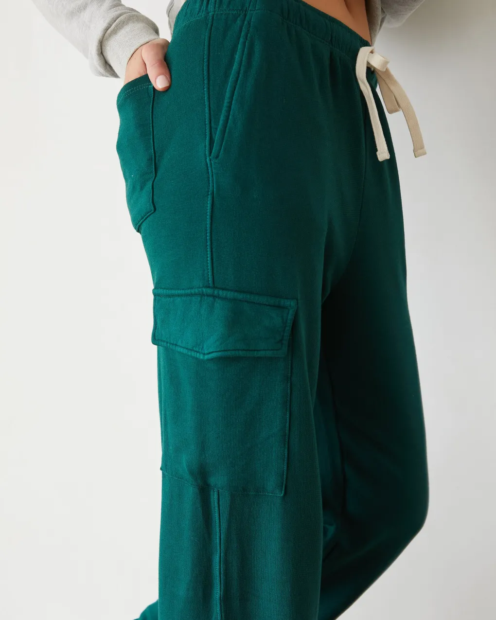 Softfleece|Sets*MONROW Softfleece Straight Leg Cargo Sweat FOREST