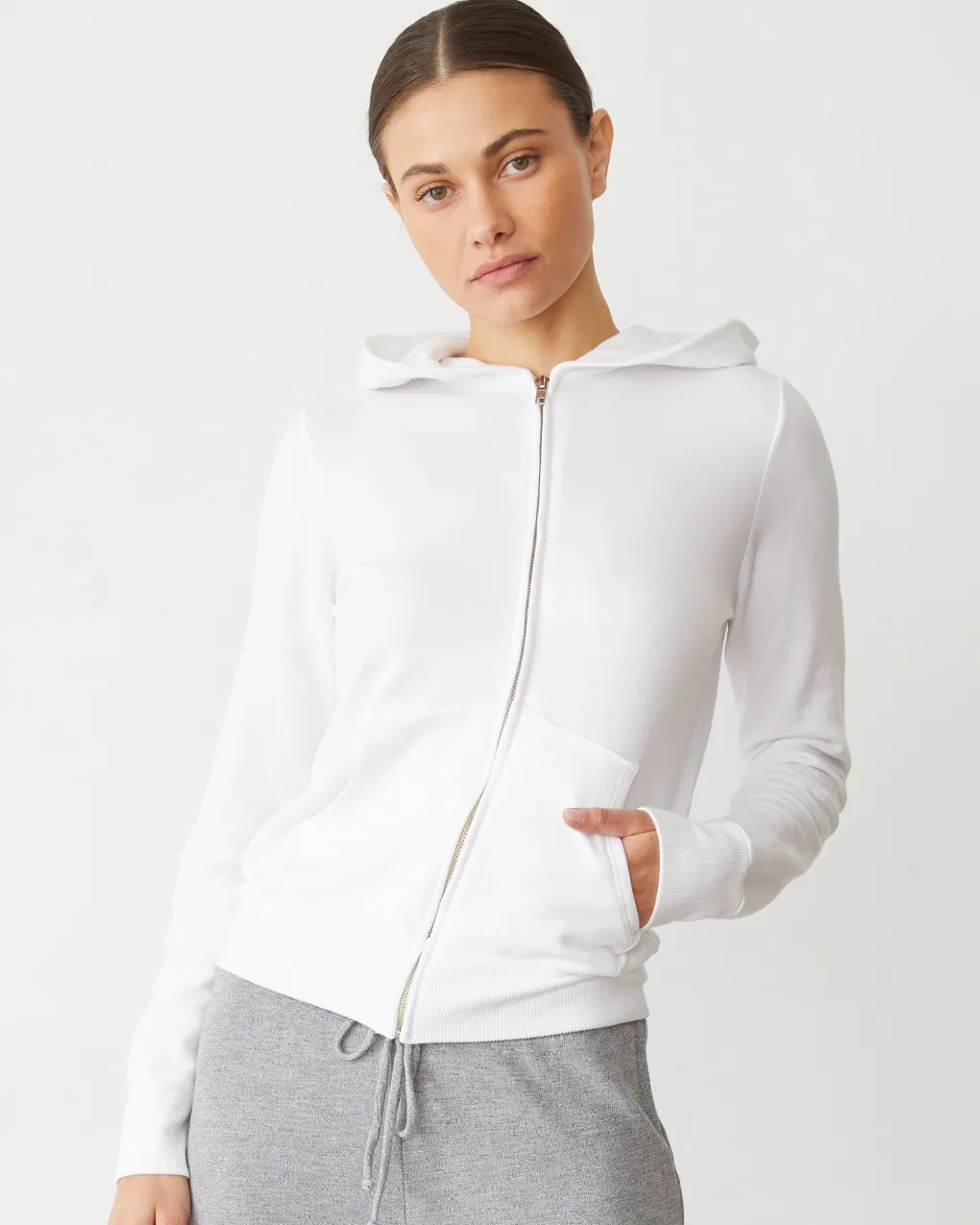 Softfleece|Zip-Up Hoodies*MONROW Softfleece Zip Up Hoody WHITE