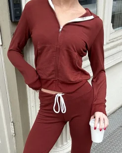 Softfleece*MONROW Softfleece Zip Up Hoody RUST