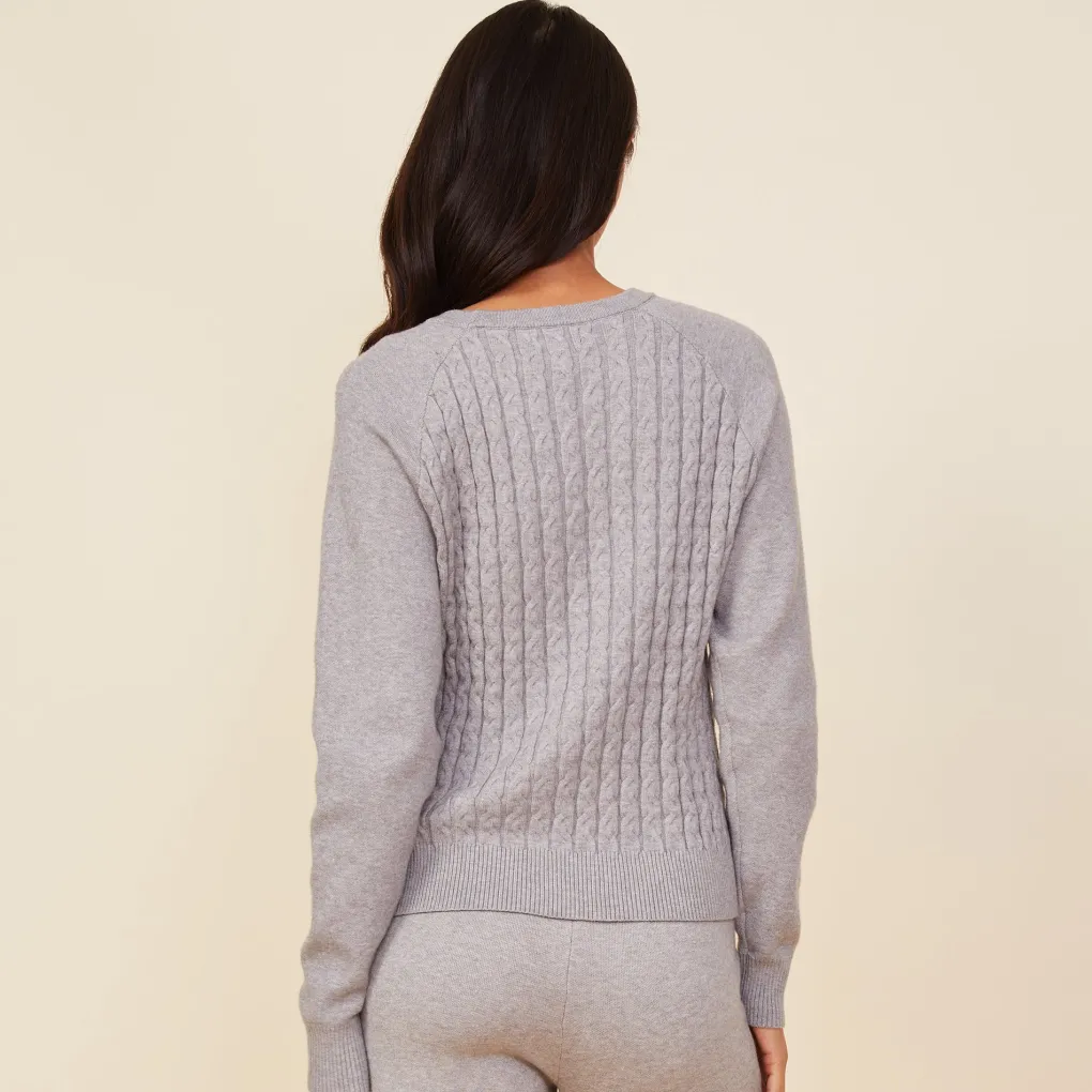 Soft Knit|Sweaters*MONROW Soft Knit Cable Sweater HEATHERGREY