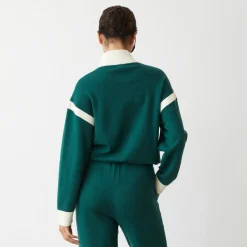 Soft Knit*MONROW Soft Knit Color Block Jacket EVERGREEN