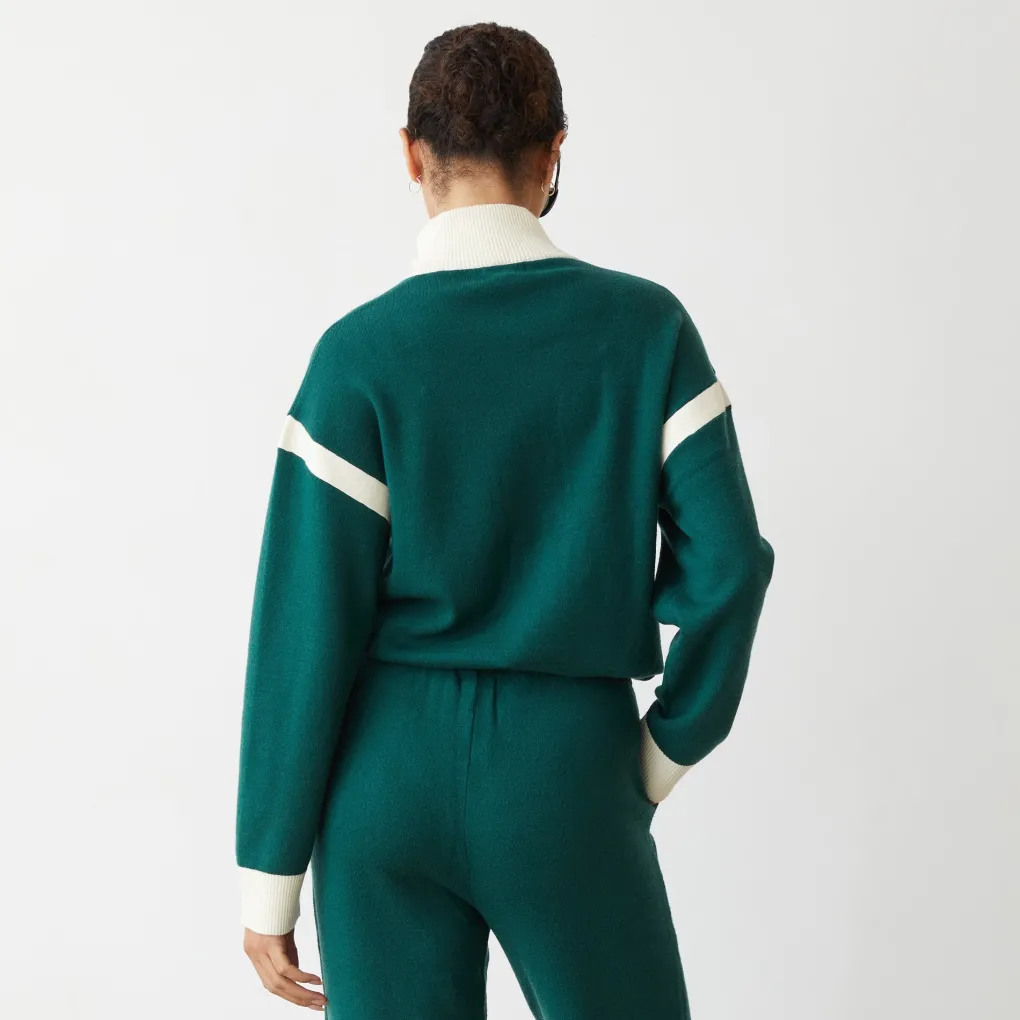 Soft Knit*MONROW Soft Knit Color Block Jacket EVERGREEN