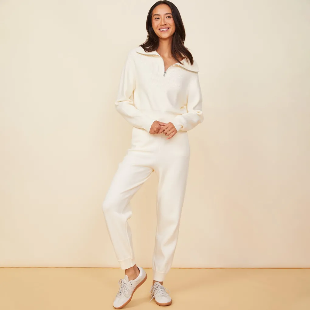 Soft Knit|Sweats*MONROW Soft Knit Cuffed Jogger IVORY
