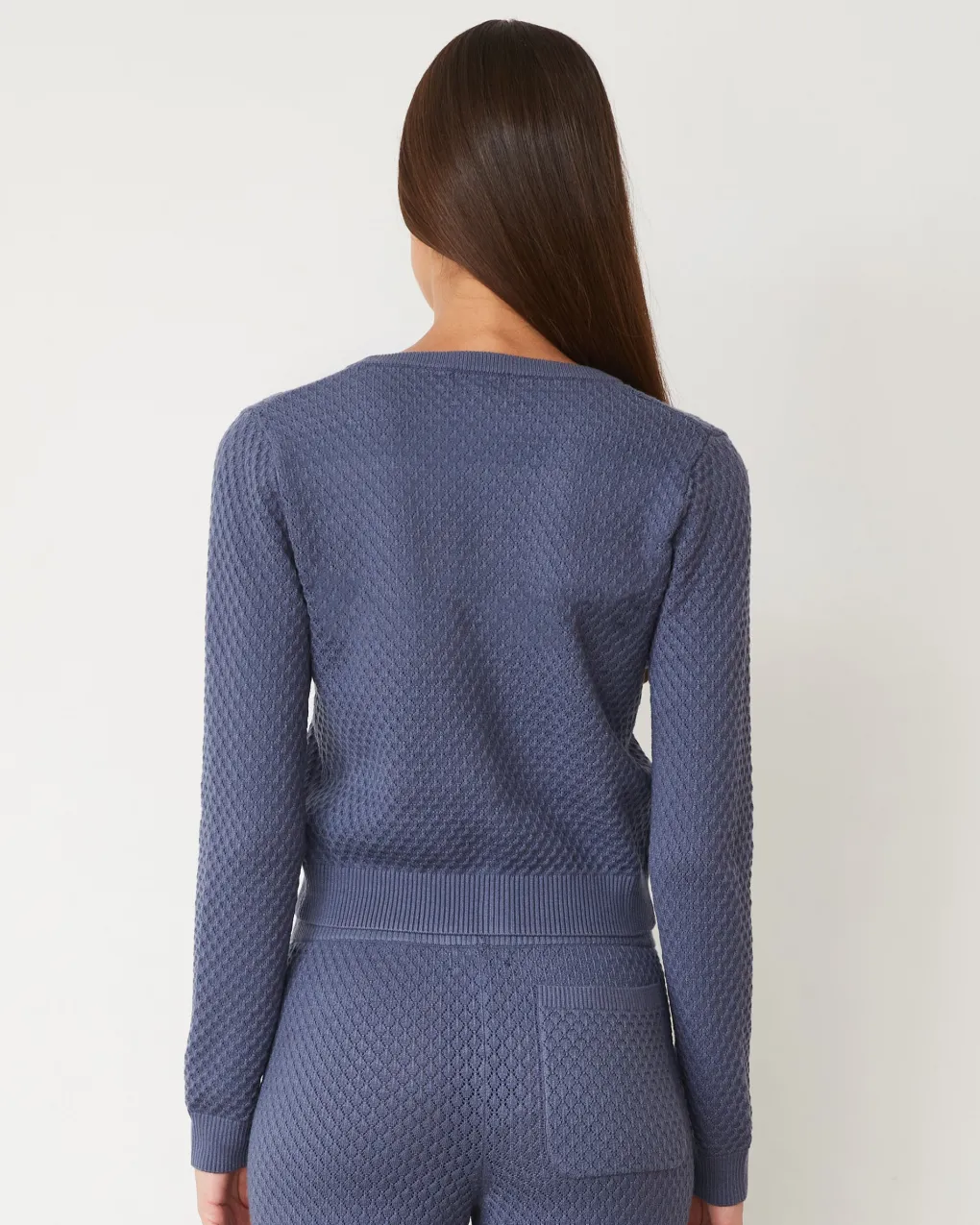 Soft Knit|Sets*MONROW Softknit French Waffle Cardigan WASHEDBLUE