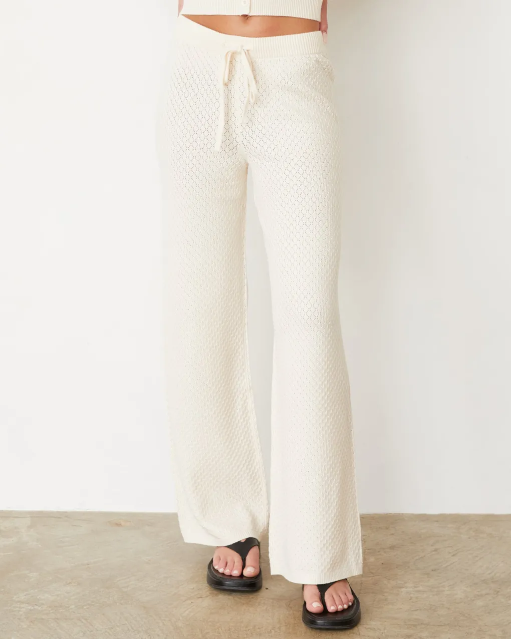 Soft Knit|Sets*MONROW Softknit French Waffle Lounge Pant IVORY