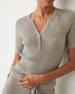 Travel Essentials|Sets*MONROW Softknit Rib Waffle Henley HEATHERGREY