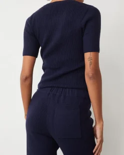 Soft Knit|Travel Essentials*MONROW Softknit Rib Waffle Oversized Sweat DARKNAVY
