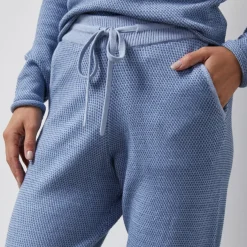 Soft Knit|Sweats*MONROW Soft Knit Textured Cuffed Jogger LIGHTBLUE