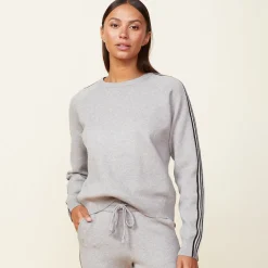 Soft Knit|Sweatshirts*MONROW Soft Knit Track Raglan Sweater HEATHERGREY