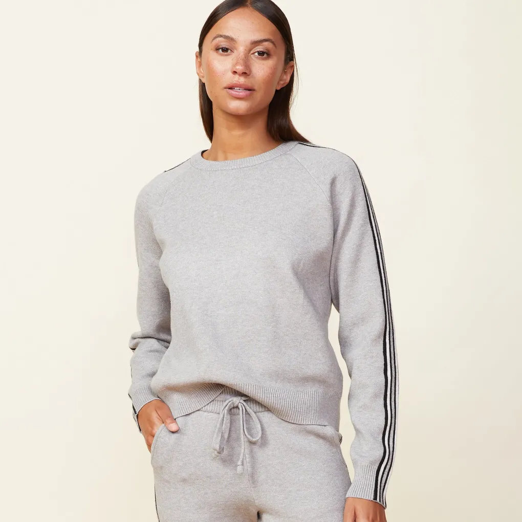 Soft Knit|Sweatshirts*MONROW Soft Knit Track Raglan Sweater HEATHERGREY
