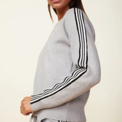 Soft Knit|Sweatshirts*MONROW Soft Knit Track Raglan Sweater HEATHERGREY