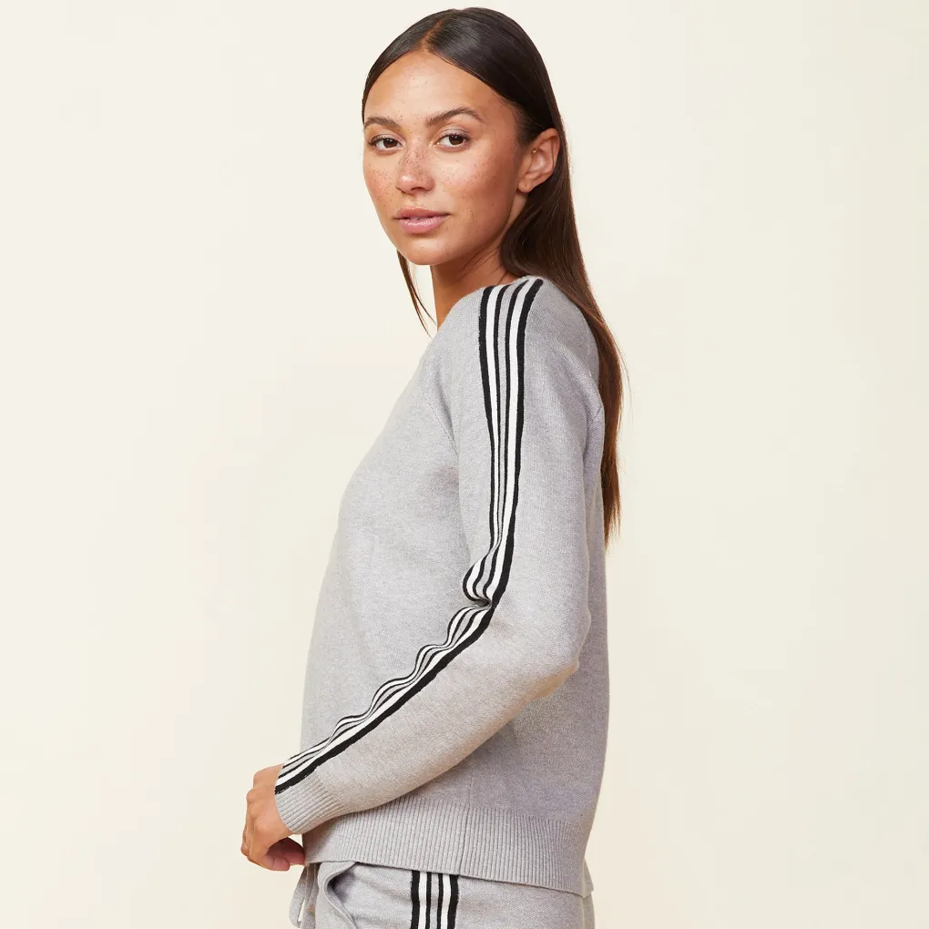 Soft Knit|Sweatshirts*MONROW Soft Knit Track Raglan Sweater HEATHERGREY