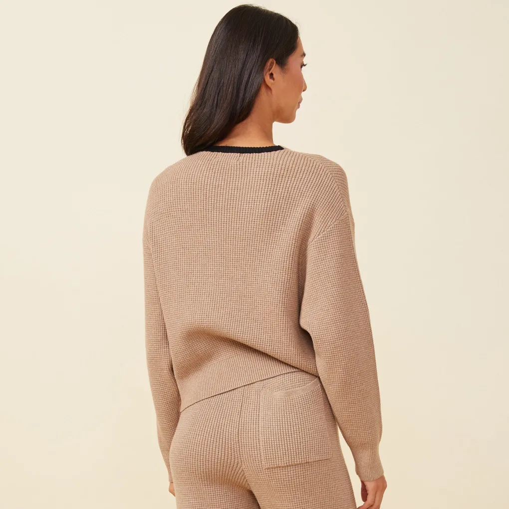 Soft Knit|Sweatshirts*MONROW Soft Knit Waffle Crew Neck Sweatshirt BARLEY