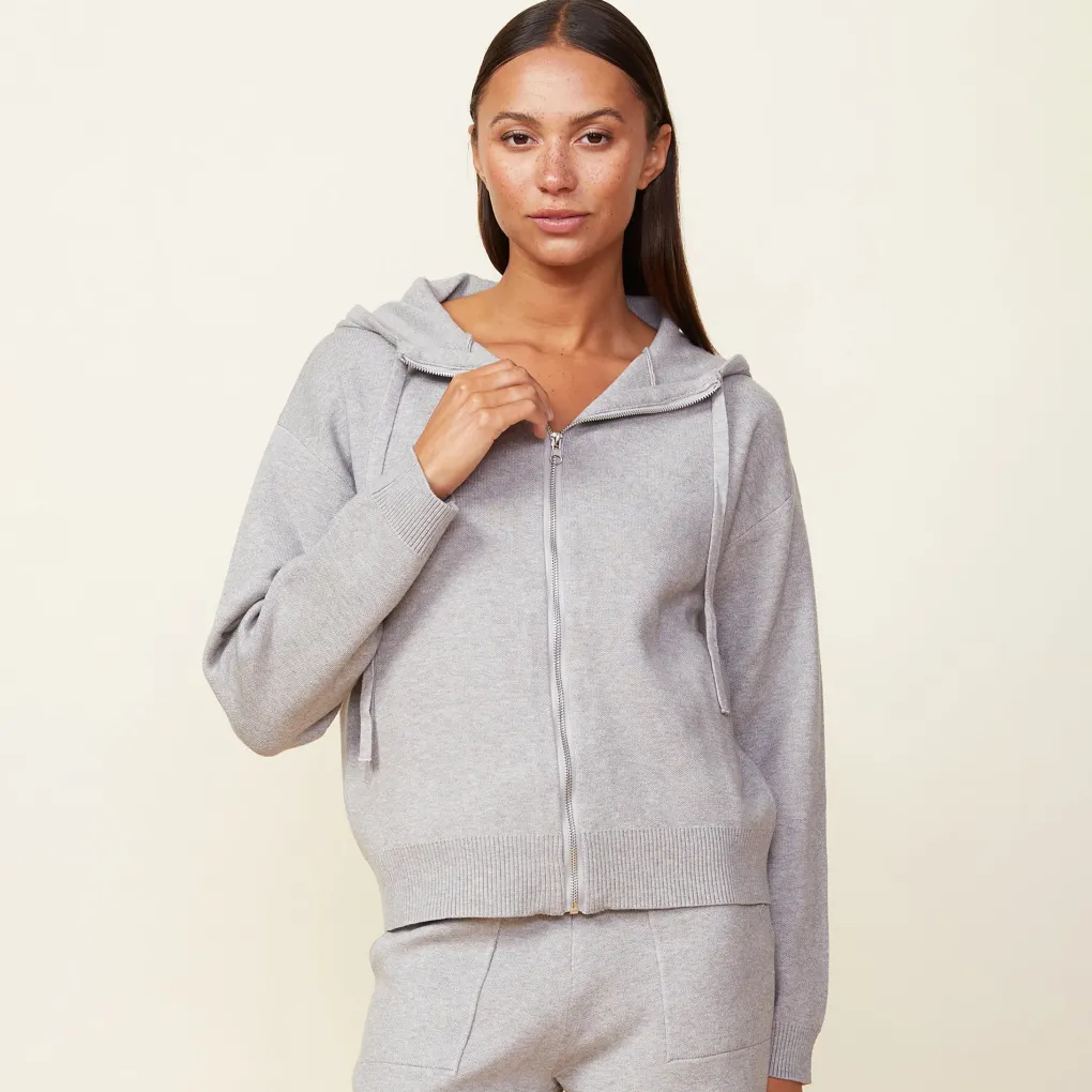 Soft Knit|Zip-Up Hoodies*MONROW Soft Knit Zip Up Hoody HEATHERGREY