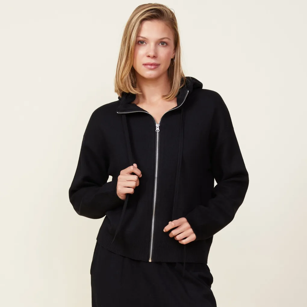 Soft Knit|Zip-Up Hoodies*MONROW Soft Knit Zip Up Hoody BLACK