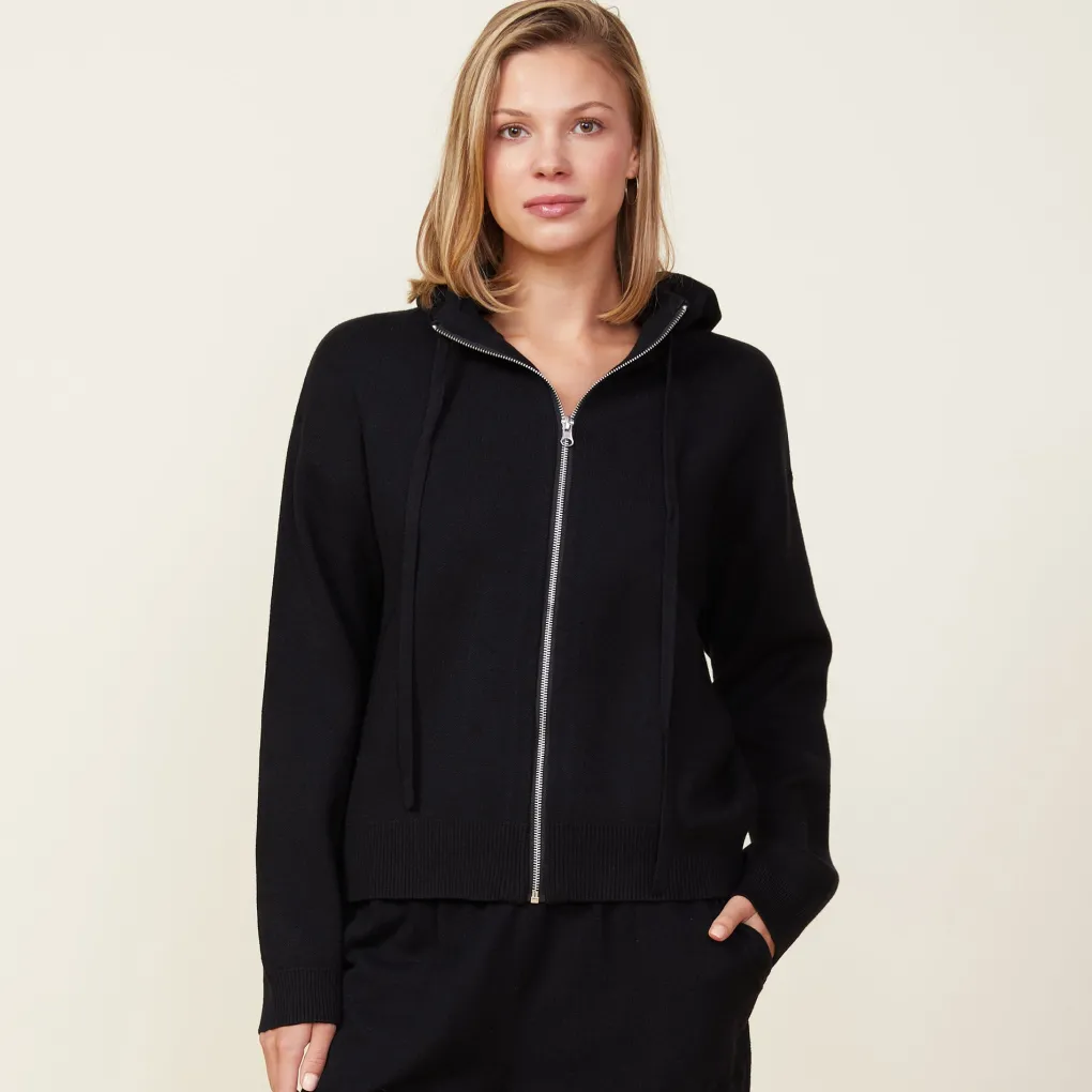 Soft Knit|Zip-Up Hoodies*MONROW Soft Knit Zip Up Hoody BLACK