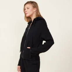 Soft Knit|Zip-Up Hoodies*MONROW Soft Knit Zip Up Hoody BLACK