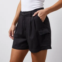 Shorts*MONROW Soft Twill Cargo Short FADEDBLACK
