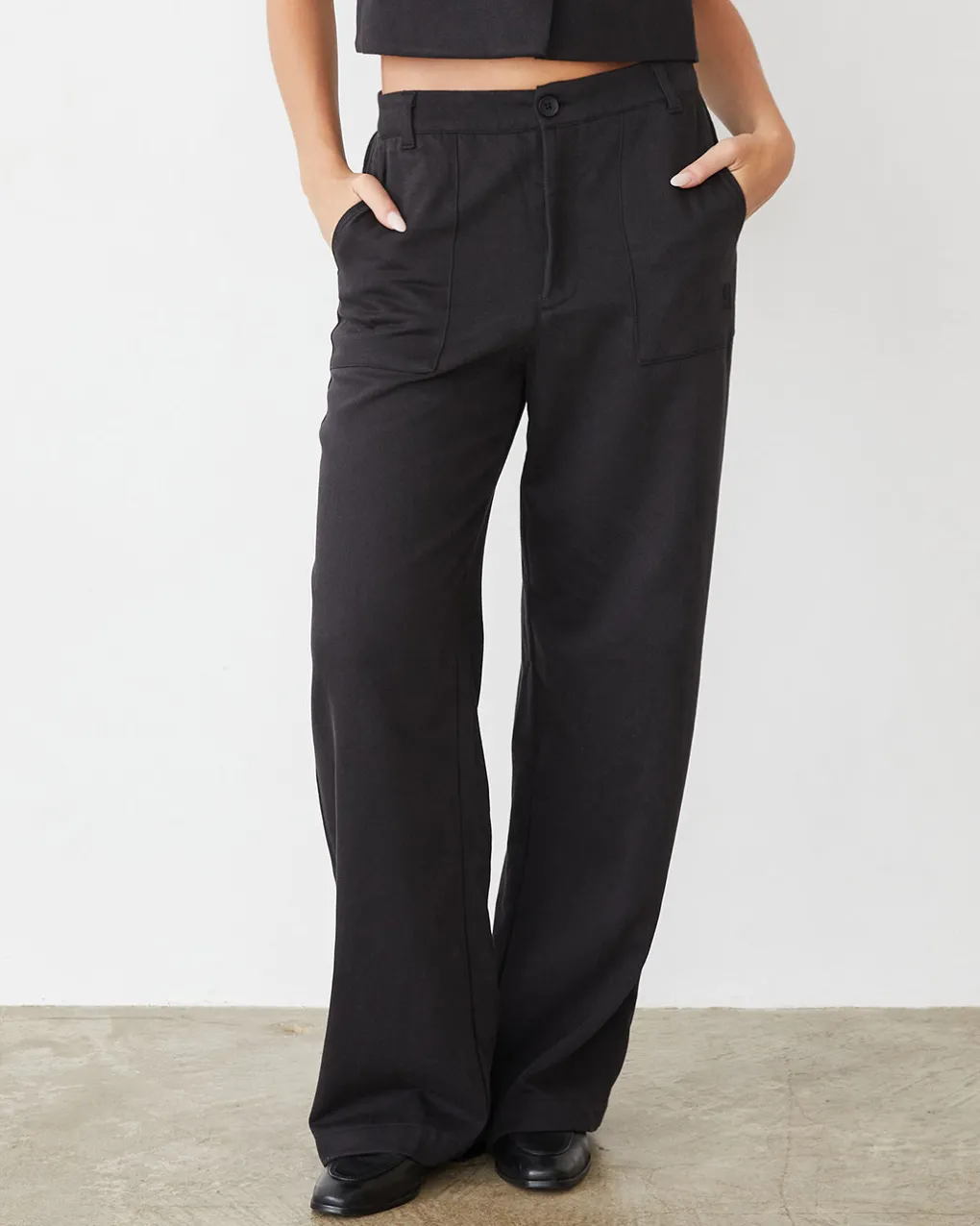 Sets|Pants*MONROW Soft Twill Patch Pocket Pant FADEDBLACK