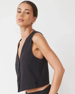 Sets|Tanks*MONROW Soft Twill Relaxed Vest FADEDBLACK