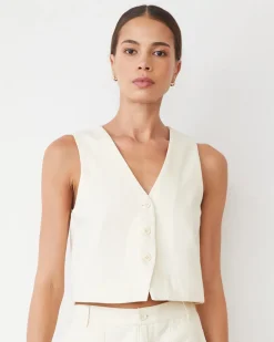 Sets|Tanks*MONROW Soft Twill Relaxed Vest BONE
