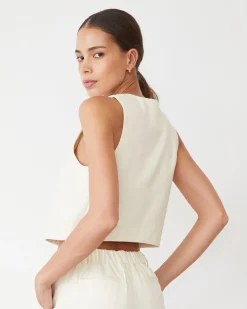 Sets|Tanks*MONROW Soft Twill Relaxed Vest BONE