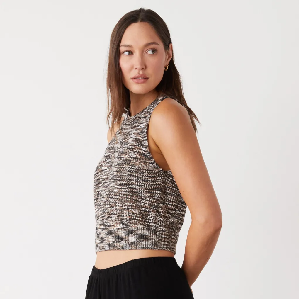 Tanks*MONROW Space-dye Crochet Racer Tank PECANMULTI