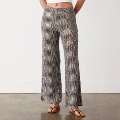 Pants*MONROW Space-dye Crochet Wide Leg Pant PECANMULTI